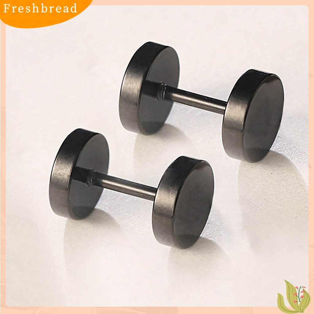 &lt; Freshbread &gt; 1pasang Tindik Bentuk Halter Pria Anting Ramah Kulit Electroplating Punk Ear Studs Perhiasan Bergaya