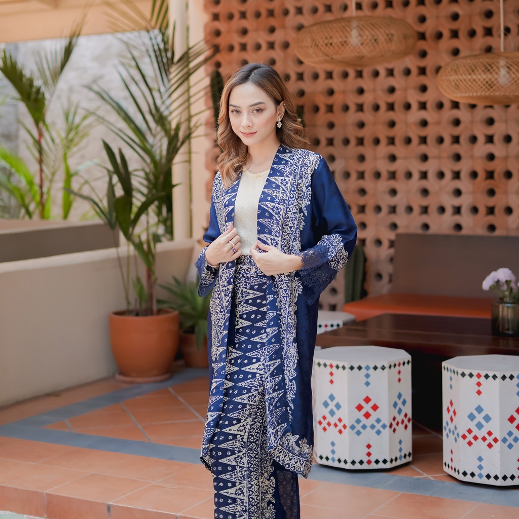 Setelan Pakaian Wanita baju Batik Atasan Set Bawahan Rok Lilit vIscose Modern Jumbo Oversize Kondang