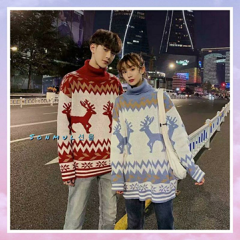 IMPORT CHRISTMAS EDITION WOMAN MAN WINTER AUTUMN TURTLENECK SWEATER TOP BAJU HANGAT WANITA PRIA