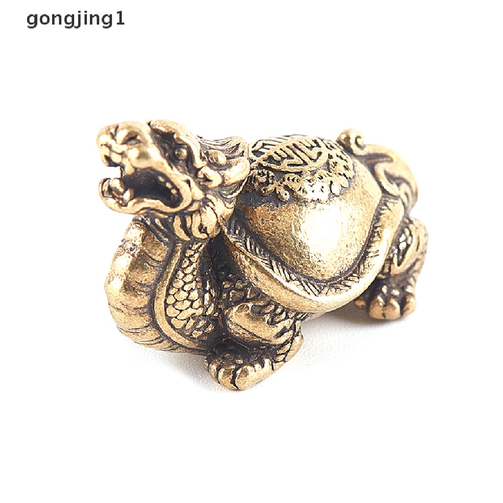 Ggg Retro Kuningan Mythical Beast Dragon Head Turtle Body Patung Miniatur Tembaga ID