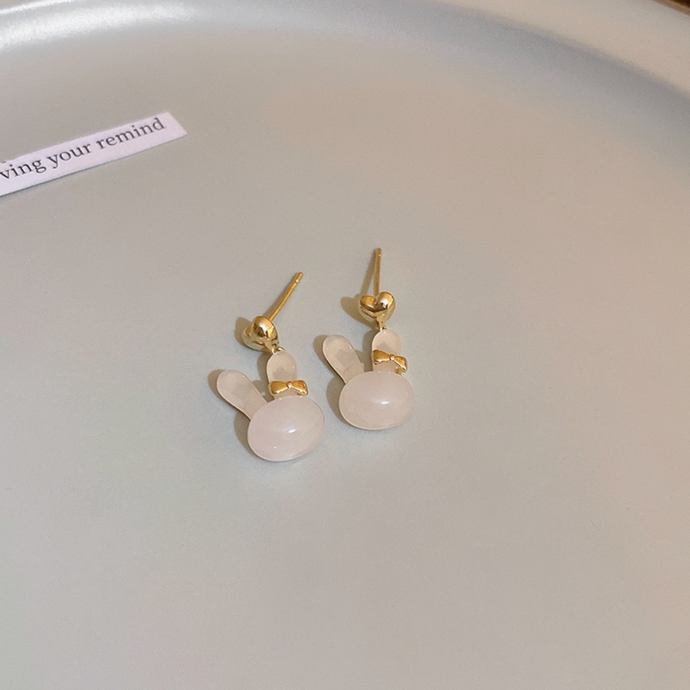 Deartiara Korea Fashion Bunga Busur Hati Kelinci Opal Anting Baru Mewah Elegan Gaya Earrings