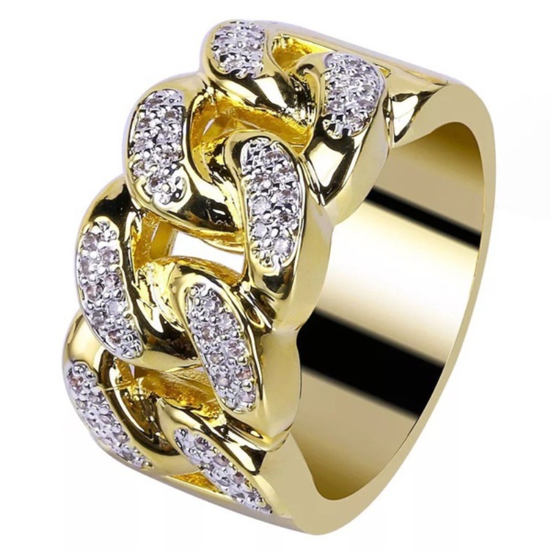 Goldkingdom Aksesoris Perhiasan Fashion Ready Stock Cincin Berlian Lapis Emas Pria &amp;#039; s Jam Tangan Creative Dengan Cincin.