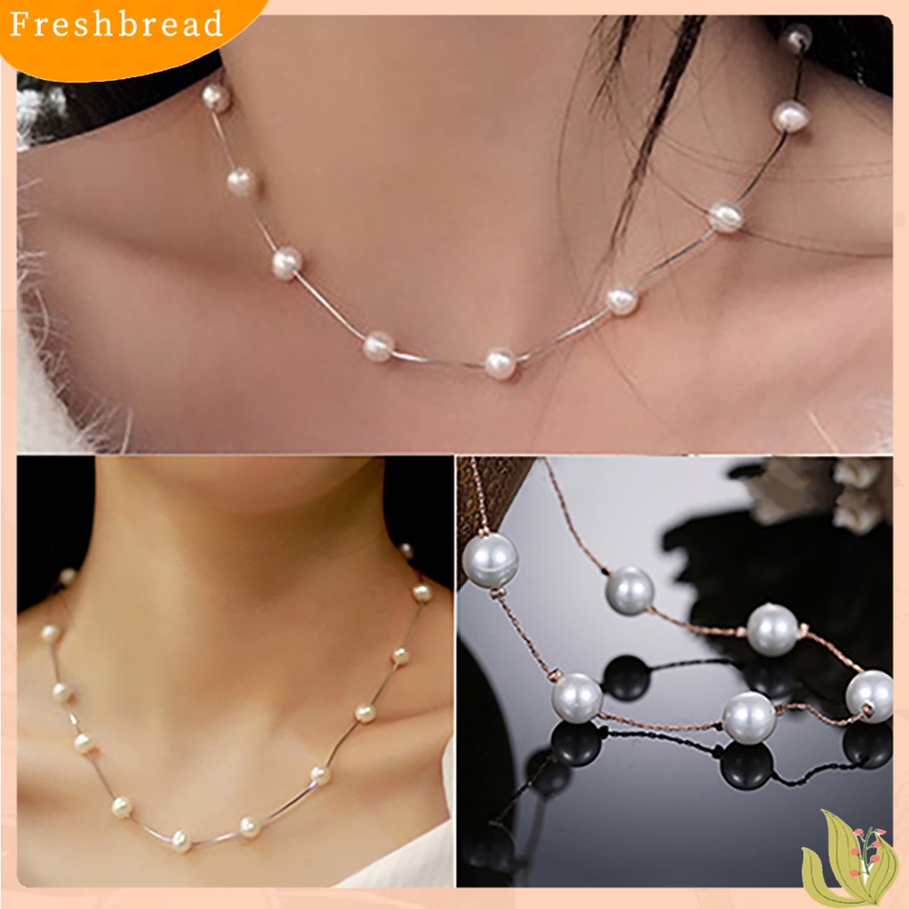 {In Stock} Kalung Single Layer Adjustable Alloy Wanita Mutiara Imitasi Rantai Klavikula Untuk Pernikahan