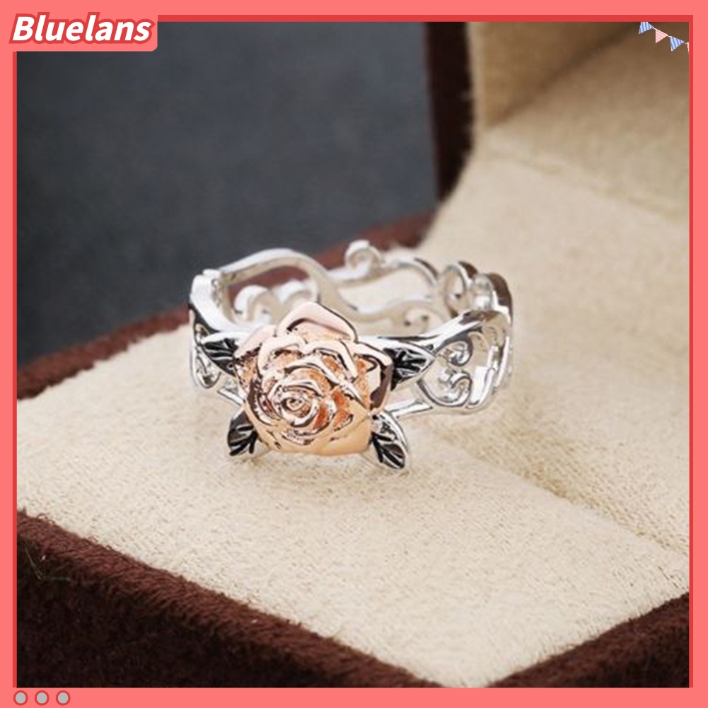 {In Stock} Retro Wanita Bunga Mawar Kerawang Ukir Jari Cincin Pesta Perhiasan Hadiah Ulang Tahun