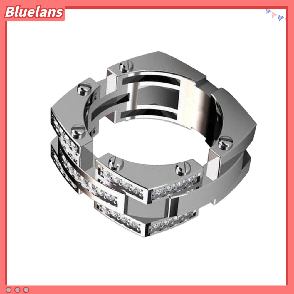 {In Stock} Fashion Unisex Mekanik Sekrup Berlian Imitasi Bertatahkan Jari Cincin Perhiasan Pesta