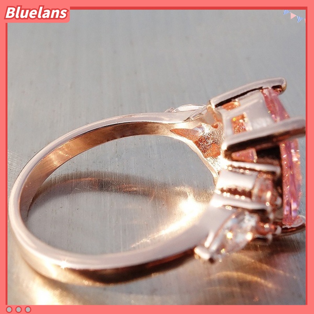 {In Stock} Fashion Wanita Bulat Berlian Imitasi Jari Cincin Perhiasan Pernikahan Hadiah Hari Valentine