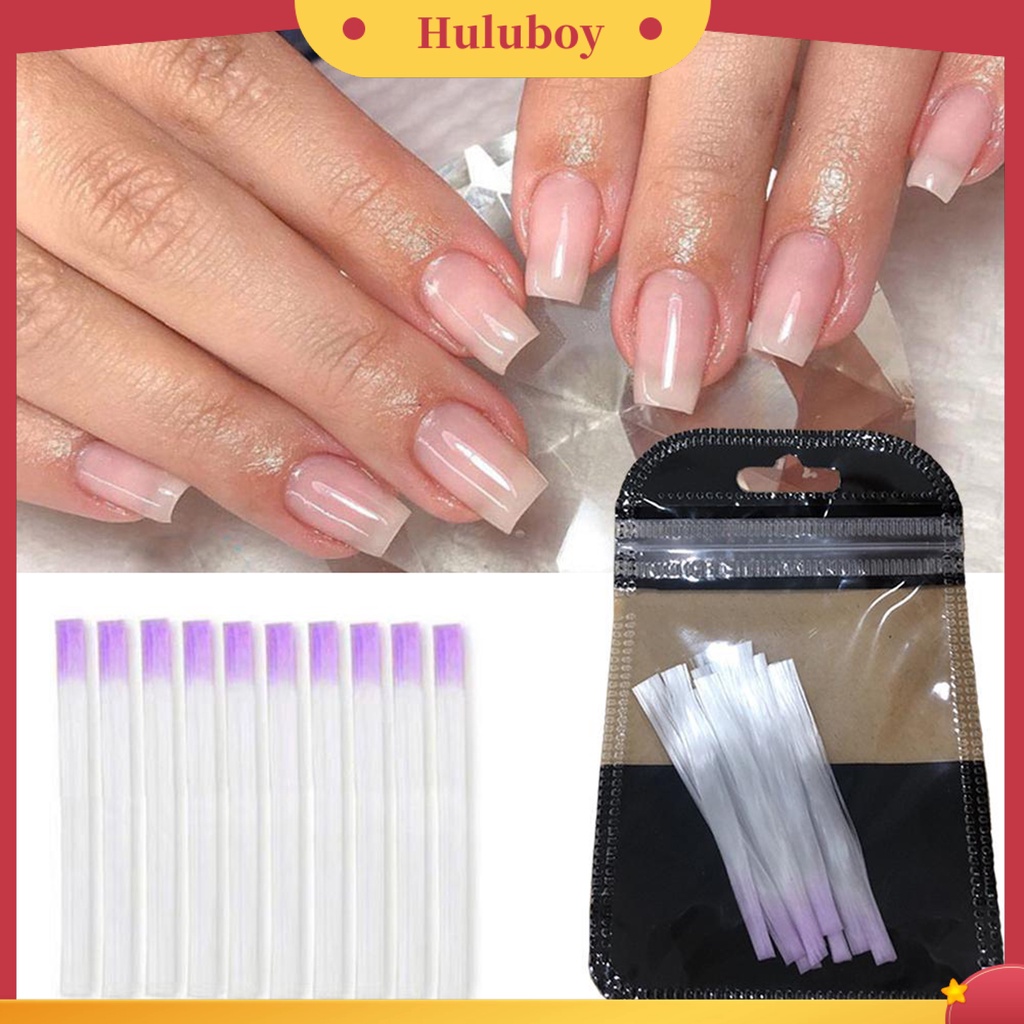 {In Stock} 10Pcs Serat Ekstensi Kuku Fleksibel Nail Art Fiber Quick Extension Glass Gel Sticker Untuk Salon Kuku