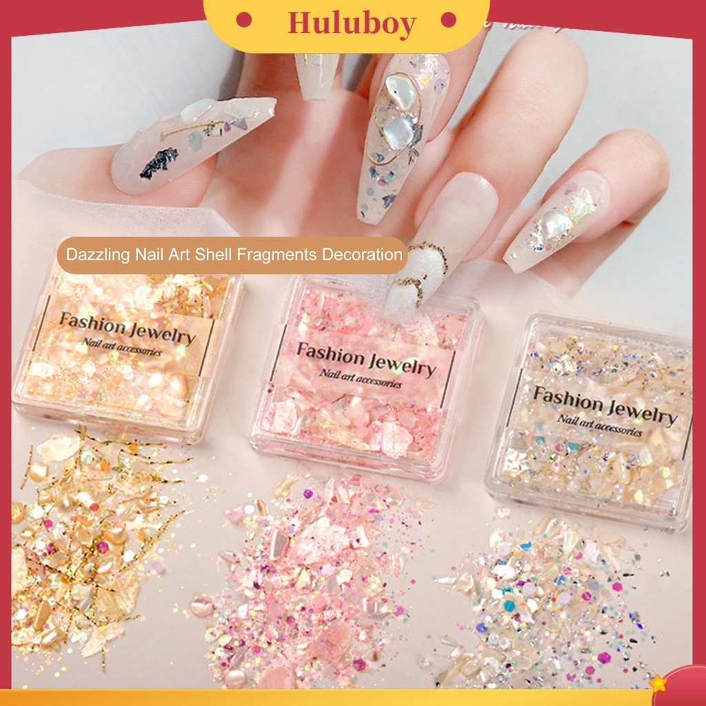 {In Stock} 1kotak Paku Payet Sangat Tipis Mengkilap Efek Visual Warna Hidup Mudah Diterapkan Nail Art Shell Fragmen DIY Membuat Kerajinan Perlengkapan Kuku