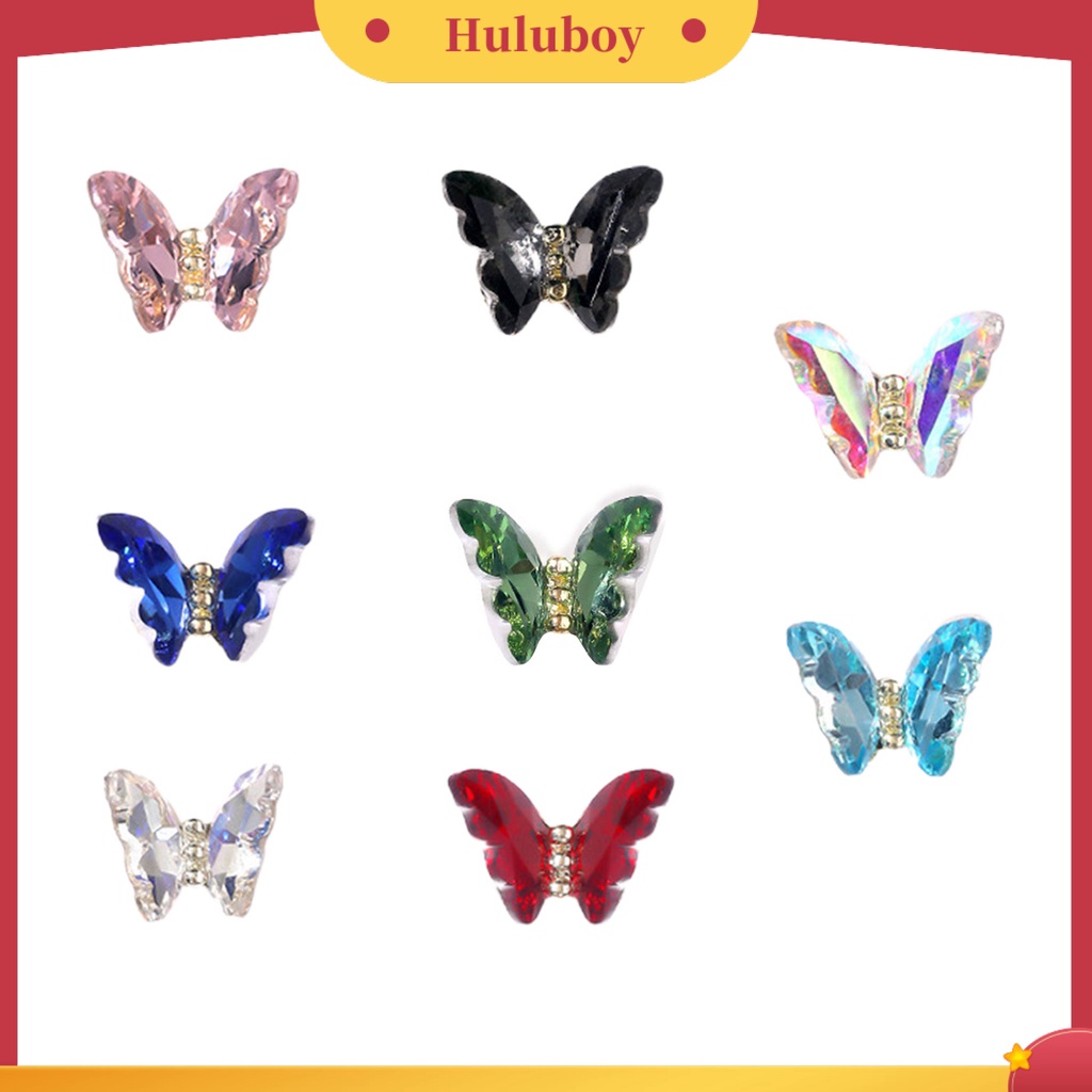 {In Stock} 10Pcs Nail Art Decor Bersinar Tiga Dimensi Gloss Tidak Luntur DIY Kristal Imitasi Manicure Craft Butterfly Nail Charm Nail Salon Supply