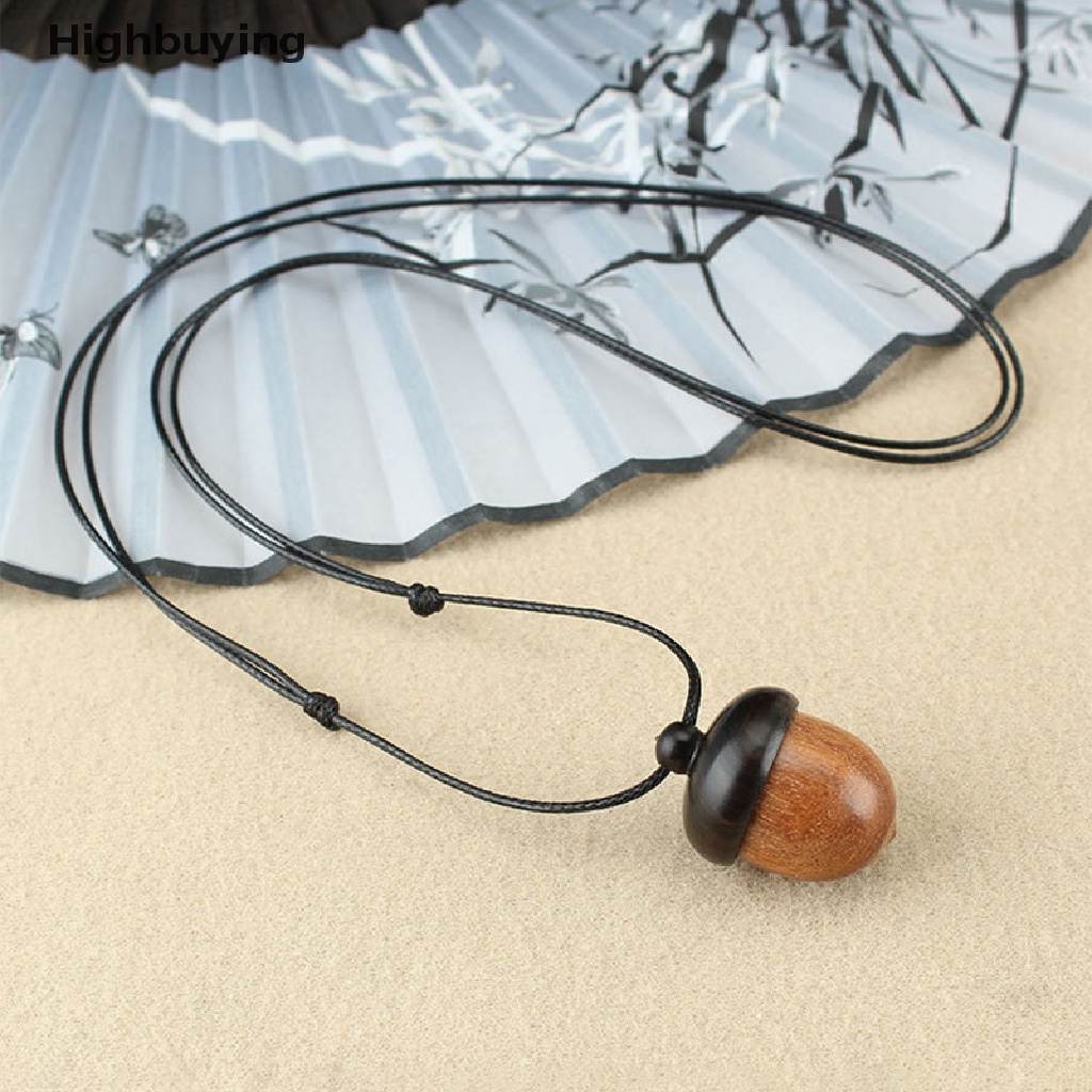 Hbid Vintage Screwable Ebony Acorn Pendant Gawu Kotak Kalung Panjang Kerucut Pinus Acorn Des Glory