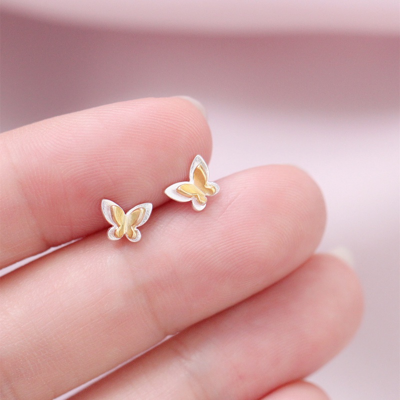 Goldkingdom Aksesoris Perhiasan Fashion Ready Stock Jika Anda Mekar Kupu-Kupu Dari Paku Tremella Asli Perempuan Manis Hiasan Telinga Kupu-Kupu Tiga Dimensi