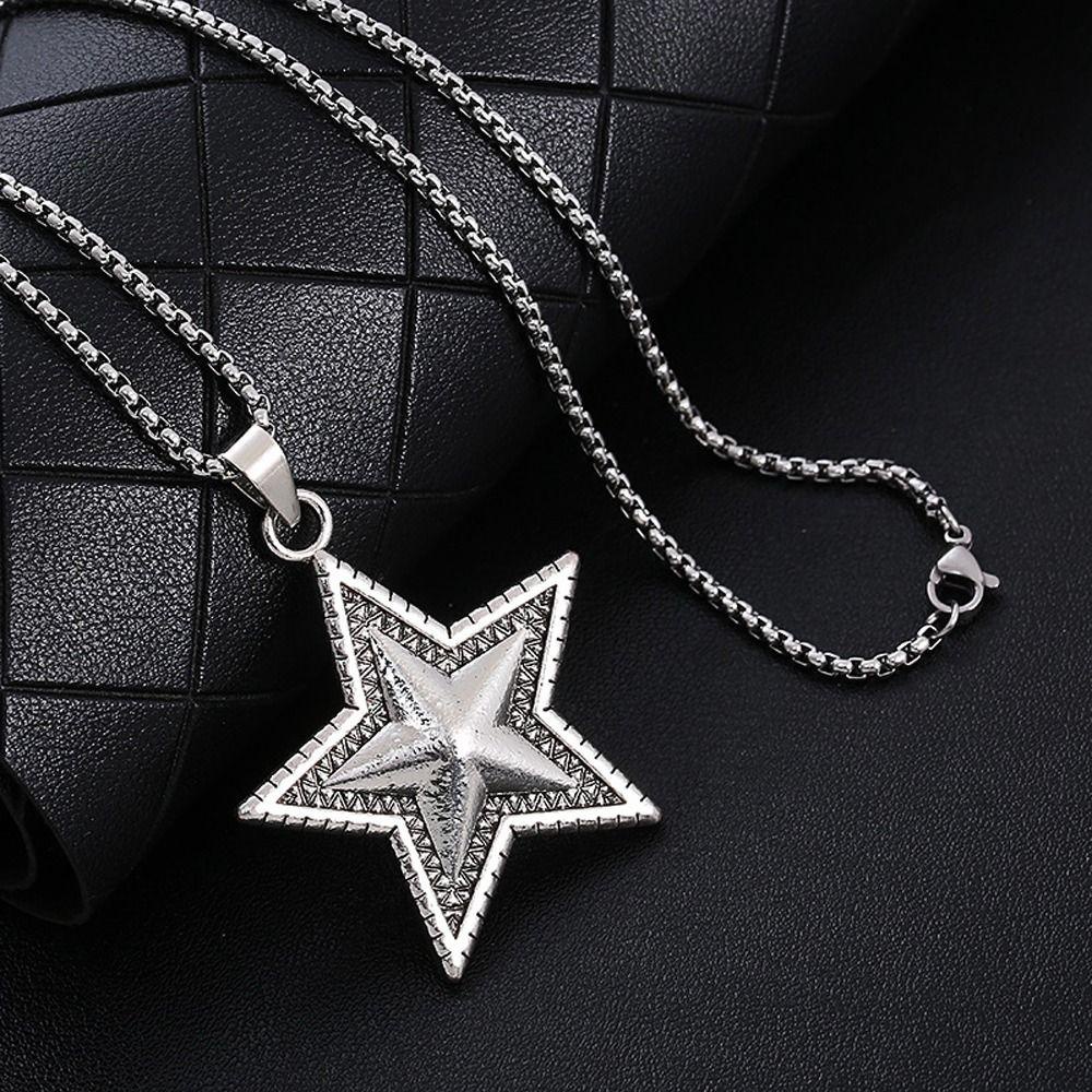 Needway Pria Kalung Pesona Halus Hadiah Ulang Tahun Hip-hop Bintang Pendent Alloy Sederhana Sweater Rantai