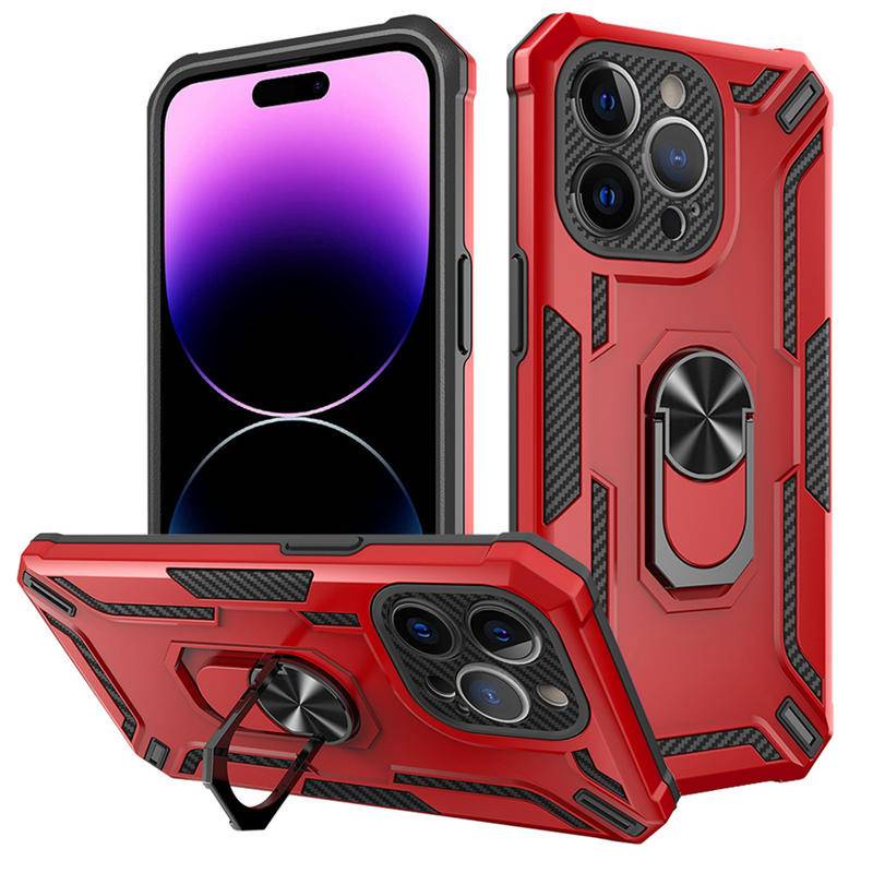 Carbon Fiber Ring Holder Back Cover Armor Shockproof Phone Case Untuk Samsung A52 A52S A53 A54 A71 A72 A73 A02S A03S A22 M32 M22