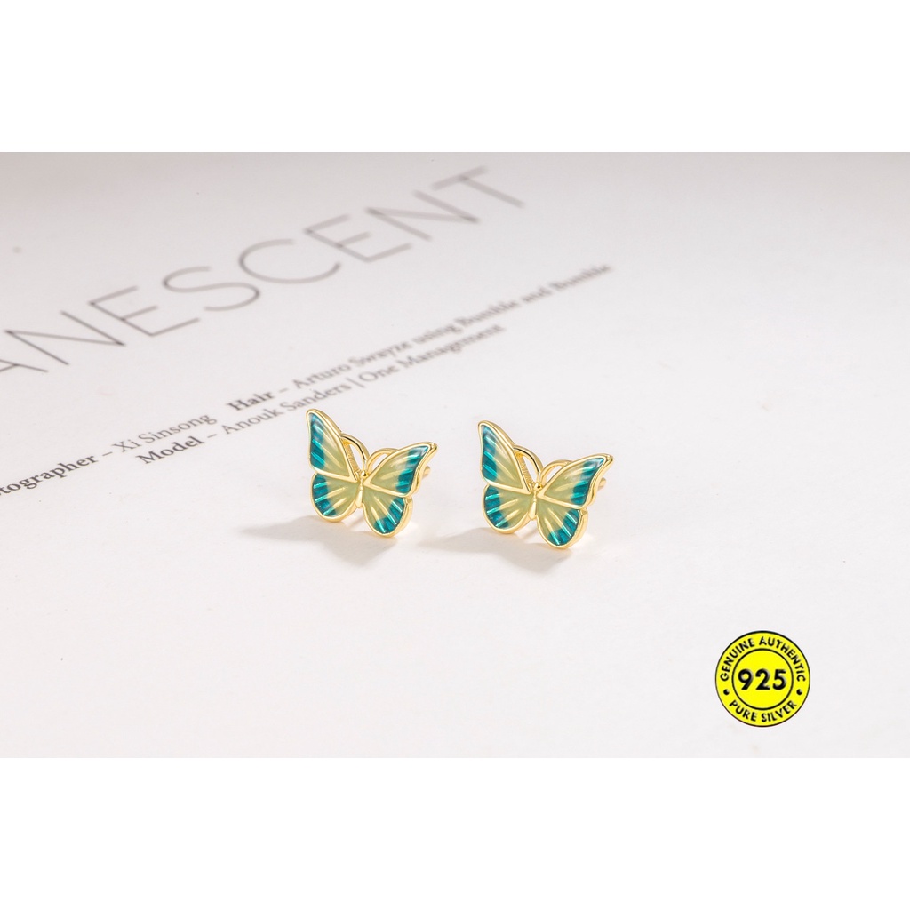 Giwang Kupu-Kupu Warna Enamel Gaya Lukisan Minyak Anting Halus Wanita U1202