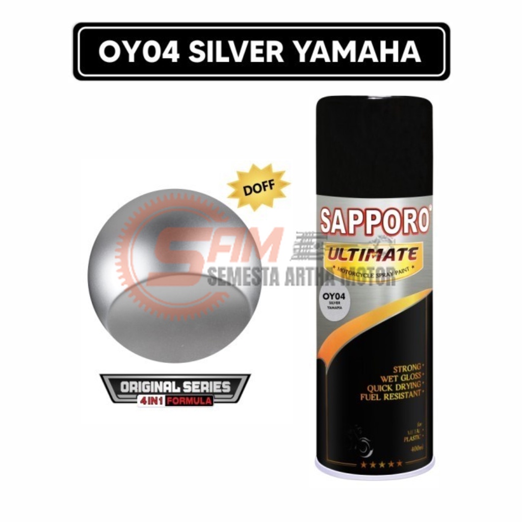 

Pilox Sapporo Ultimate OY04 Silver Yamaha Series 4IN1 Cat Semprot 400ml Pilok Aerosol Spray