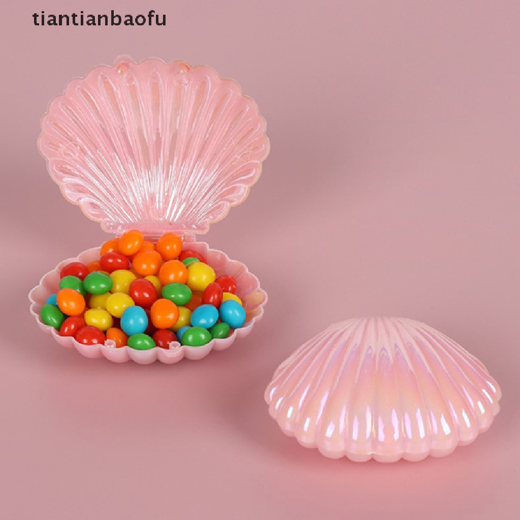 [tiantianbaofu] 1pc Colorful Cute Shell Kotak Permen Plastik MakeUp Kotak Penyimpanan Perhiasan Gift Box Butik