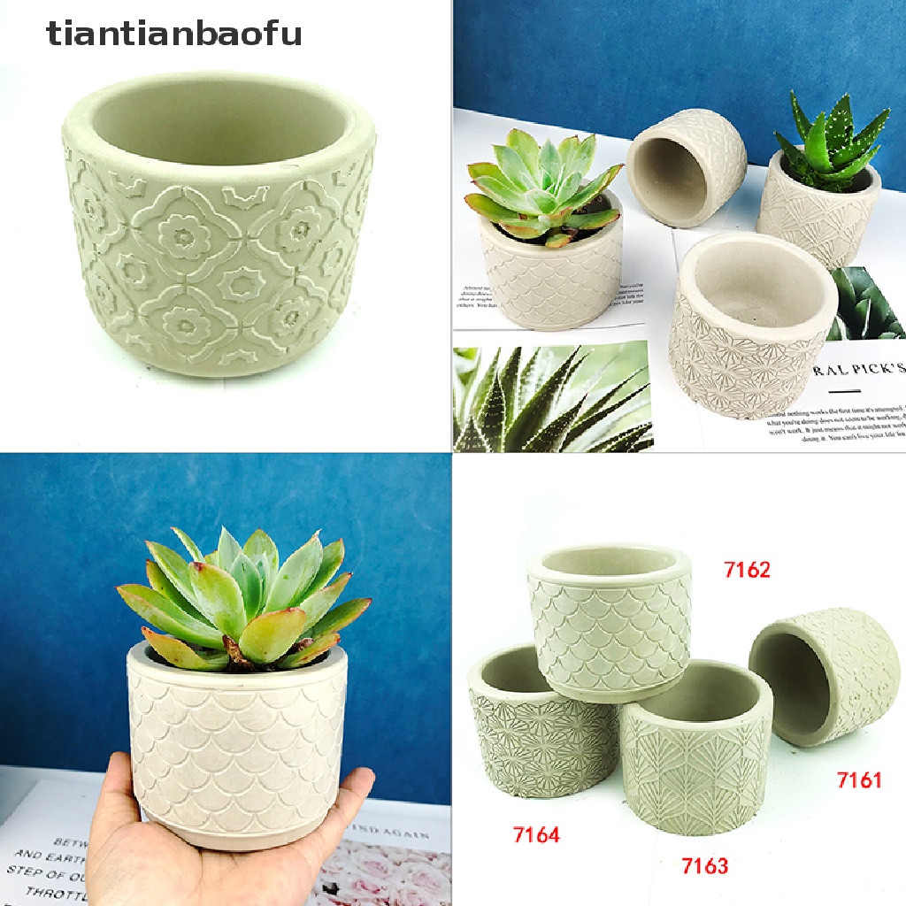 [tiantianbaofu] Silinder Pot Bunga Silikon Cetakan DIY Semen Beton Plester Jar Mold Butik