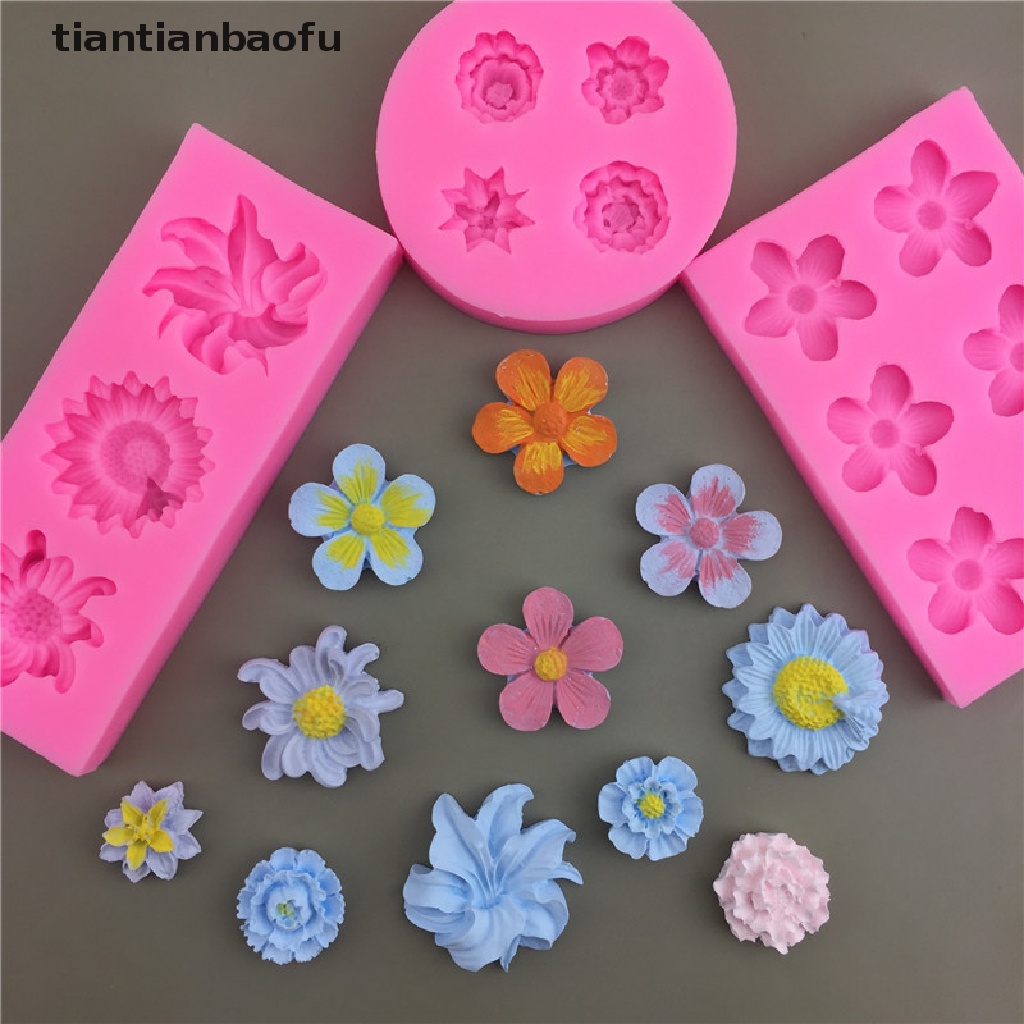 [tiantianbaofu] Mini Camellia Daisy Bunga Silikon Sugarcraft Cetakan DIY Baking Fondant Cetakan Butik