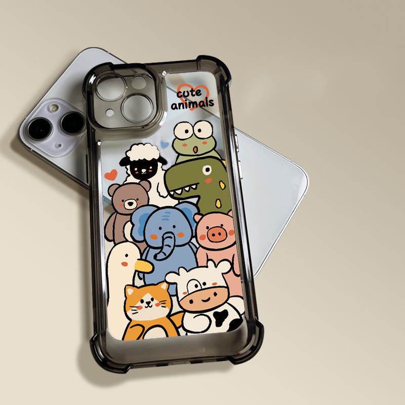 IPHONE Soft Shockproof Case Kompatibel Untuk Iphone11 14 13 12 Pro Max XS Max X XR 7 +8 6 6S Plus Casing Transparan TPU Unik Tombol Cover Pelindung Kamera