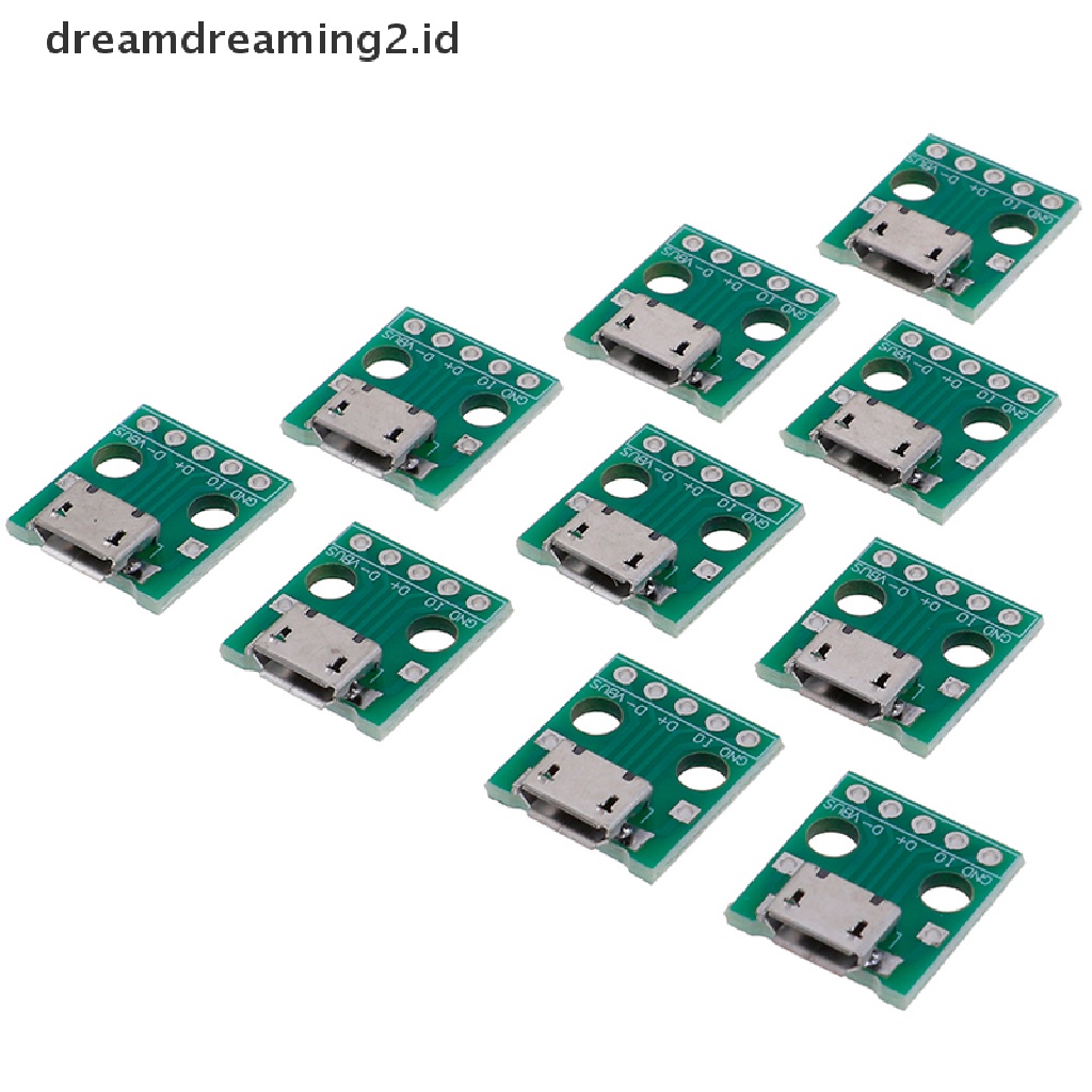 (hot) 10pcs Adaptor MICRO USB Ke Celup 5Pin Konektor Perempuan Papan Konverter PCB//