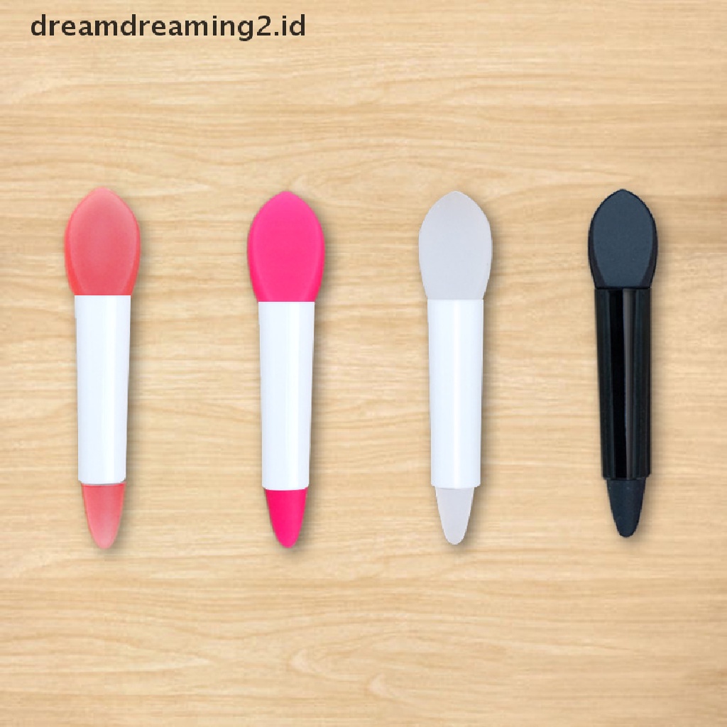 (hot) Pink Mini Double-head Silicone Lip Brush Lip Lucu Masker Sendok Alat Kecantikan//