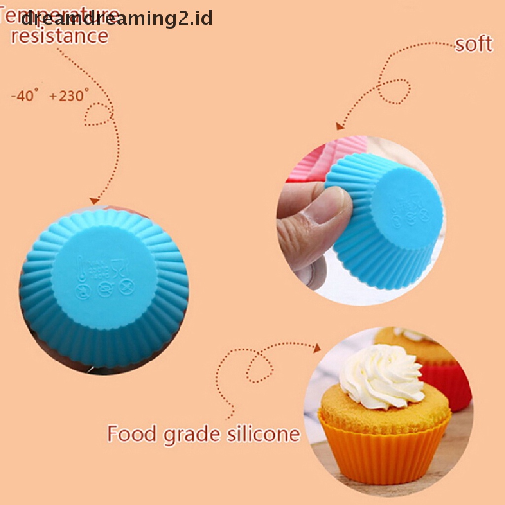 (hot) 6pcs Silicone Cake Cupcake Cup Cake Alat Bakeware Baking Cetakan Silikon Cupcake//