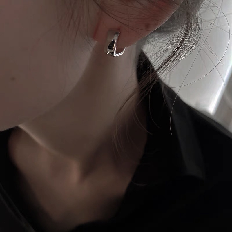 Roselife Vintage Emas Kotak Kecil Chunky Hoop Earrings Untuk Wanita Gadis Minimalis Geometris Anting-Anting Elegan Fashion Telinga Perhiasan Aksesoris