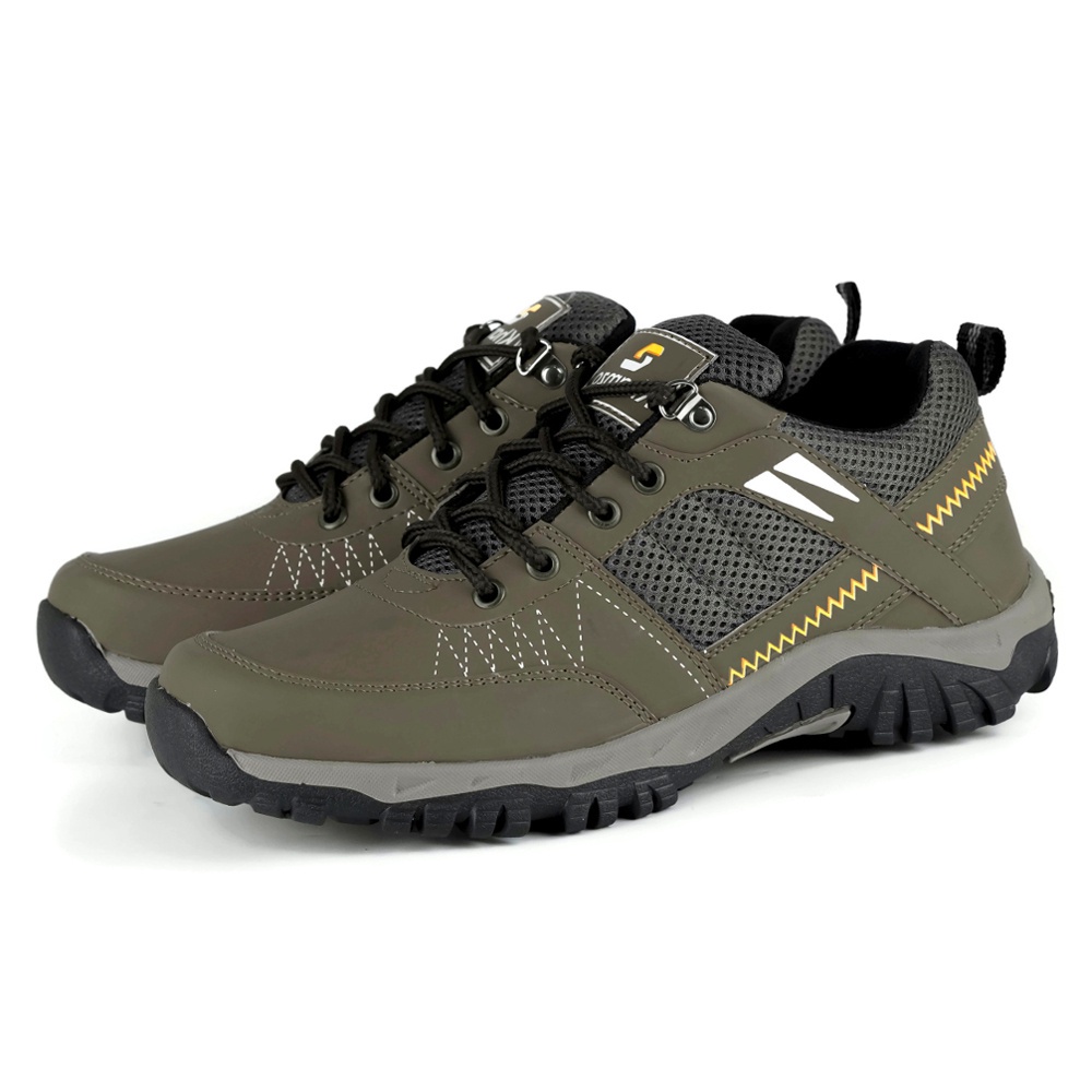 Khamzo Sepatu Sneakers Pria Outdoor Adventure D04 Original Import Kasual Kulit Terbaru