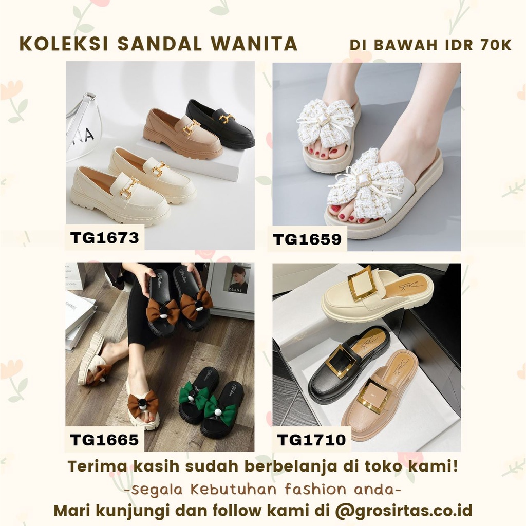 TOPGROSIR TG1673 Sepatu Fashion Casual Wanita Slip On Import  Loafers  Ala Korean