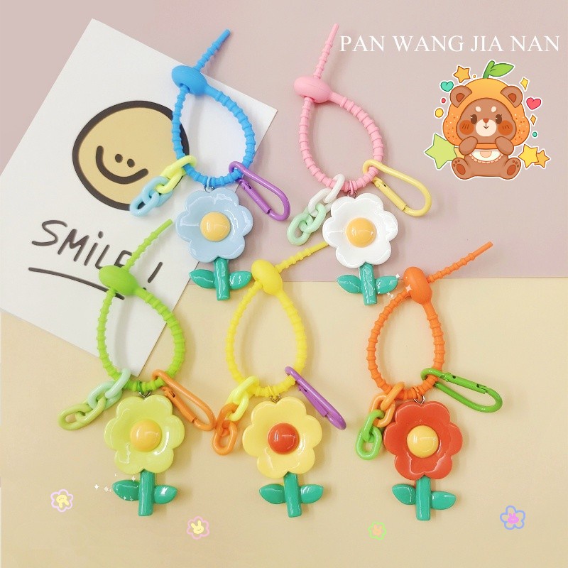 7 Pcs Ins Bunga Gantungan Kunci Warna-Warni Kartun Bunga Matahari Liontin Ponsel Mobil Gantungan Kunci Tas Dekorasi Pesona Teman Hadiah