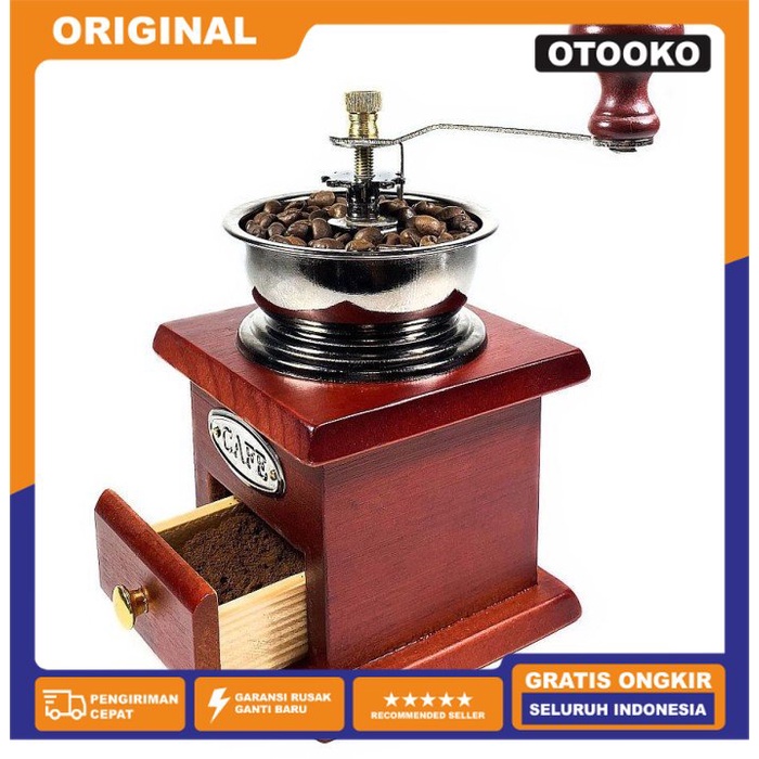 Alat Penggiling Biji Kopi Manual Tangan Coffee Grinders Kayu Retro old