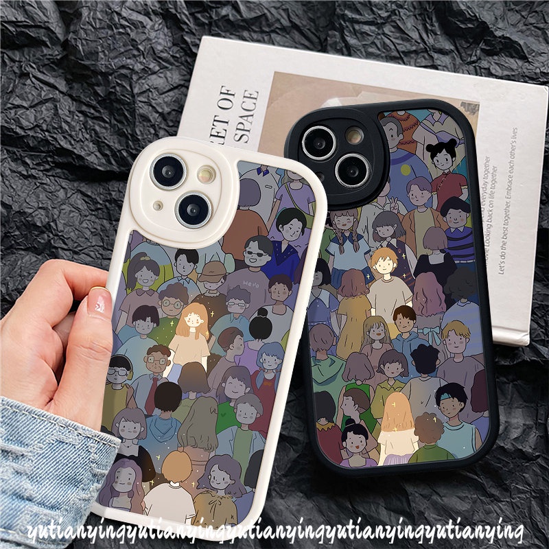 IPHONE Kartun Pasangan Anak Laki-Laki Perempuan Lovers Case Kompatibel Untuk Iphone11 12 14 13 Pro Max X XS XR Max7 8 6 6s Plus SE 2020 Lembut Tpu Phone Cover