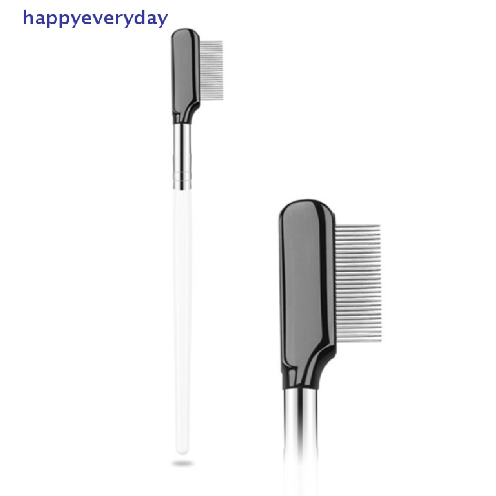 [happy] Sisir Alis Stainless Steel Brush Makeup Sisir Bulu Mata Dengan Penutup Alat Kosmetik [ID]
