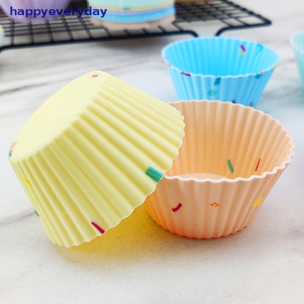 [happy] Silicone Mold Cupcake Reusable Cetakan Kue Muffin Baking DIY Alat Kue Kering Dapur [ID]