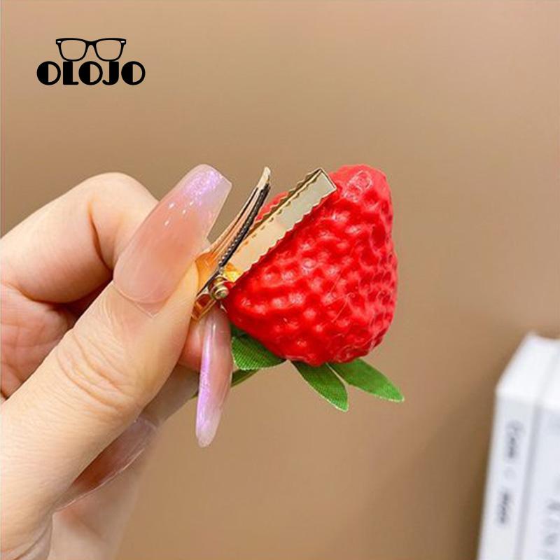 【COD】Orange Jepit Rambut Wanita Korea Manis Dan Indah Imitasi Buah strawberry hairpin Simulasi Buah Kepribadian Jepit Rambut 3D Strawberry Lucu Cute Jepit Rambut Mini