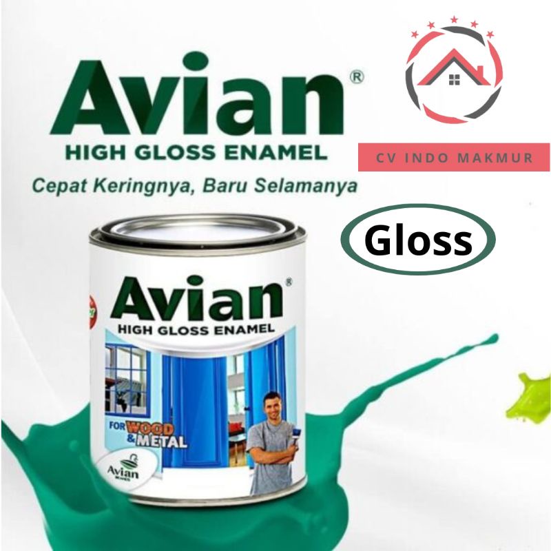Avian CAT KAYU/BESI Gloss Grosi Kilau Kilat 1KG warna pink Maron Putih Hitam Abu Abu Coklat Merah Bi