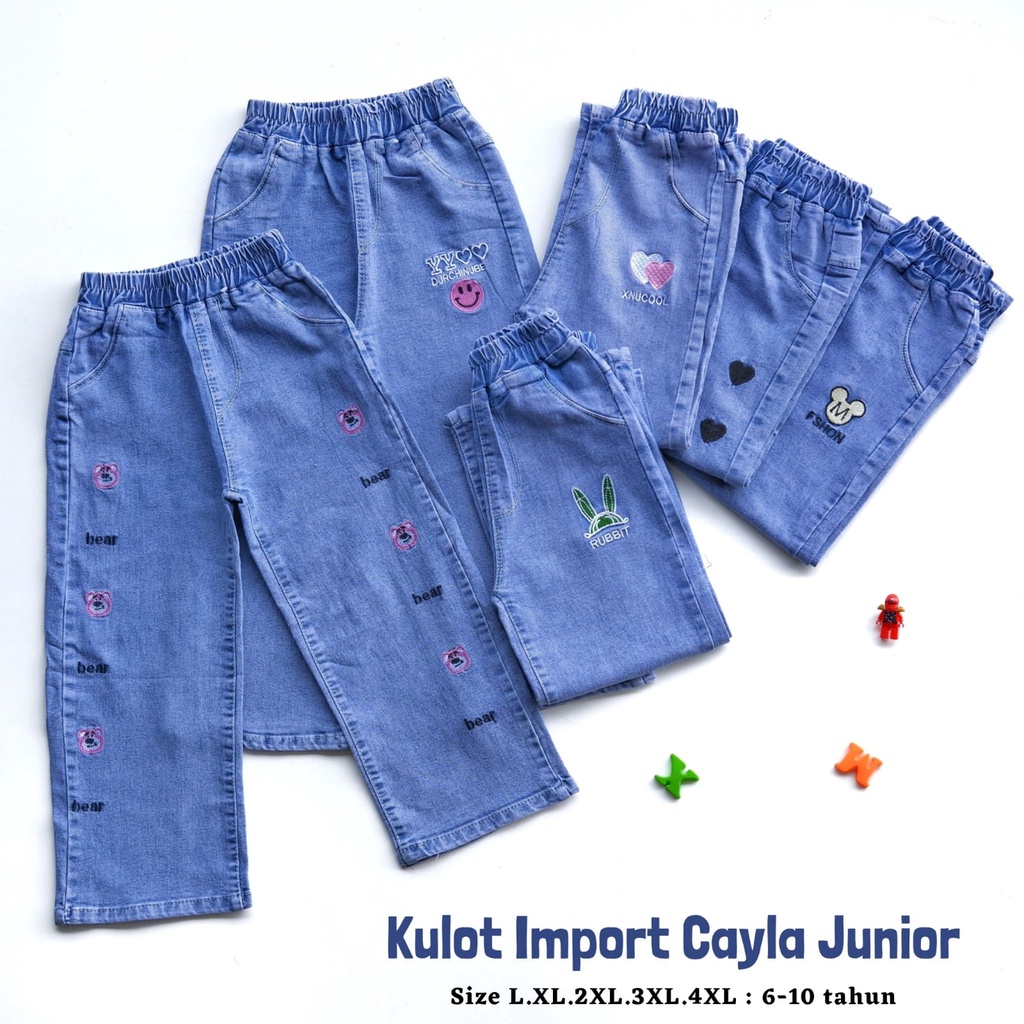 CAYLA Celana Panjang Jeans Kulot Anak Perempuan Cewek Import 2 - 10 Tahun