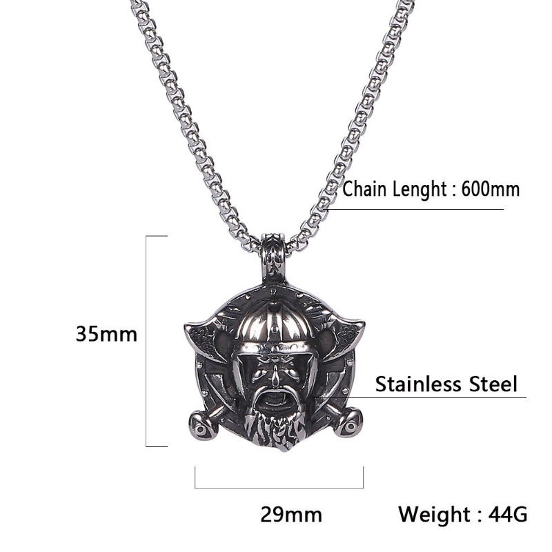 [X C Kalung] Baru Perak Vintage Nordic Viking Amulet Tomahawk Liontin Punk Hip Hop Stainless Steel Kalung Hadiah Pesta Ulang Tahun Untuk Pria Dan Wanita