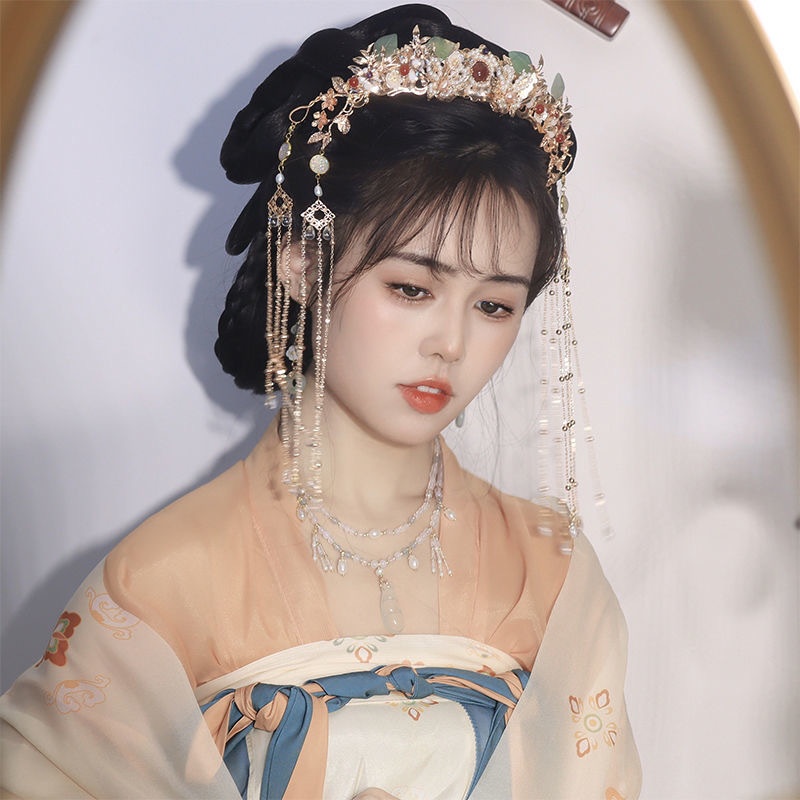 Populer Korea Cahaya Mewah Fashion Rumbai Hanfu Aksesoris Rambut Mahkota Rambut Pengantin Jepit Rambut