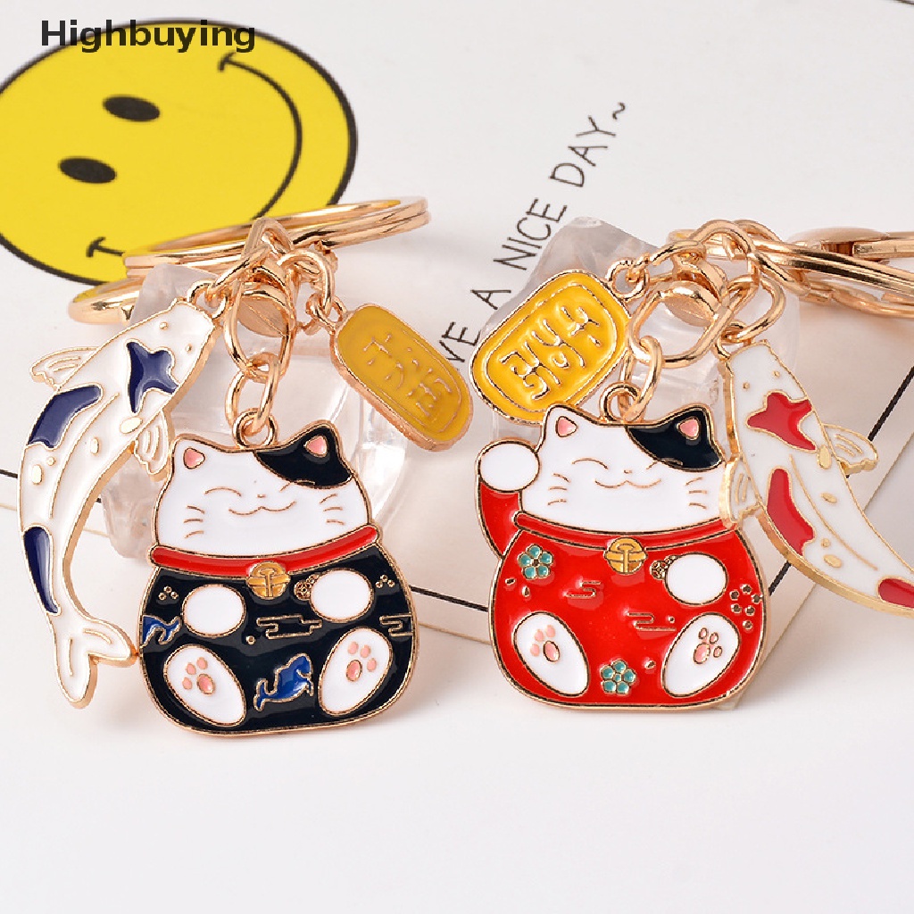 Hbid Gantungan Kunci Kucing Rejeki Jepang Ikan Koi Liontin Keychain Indah Kunci Ring Hadiah Glory