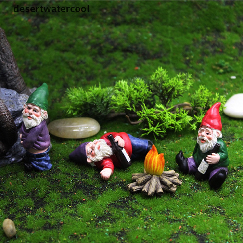 Deid FairyCome Patung Gnome Taman Mini Resin Fairy Garden Lucu Miniatur Gnomes Martijn