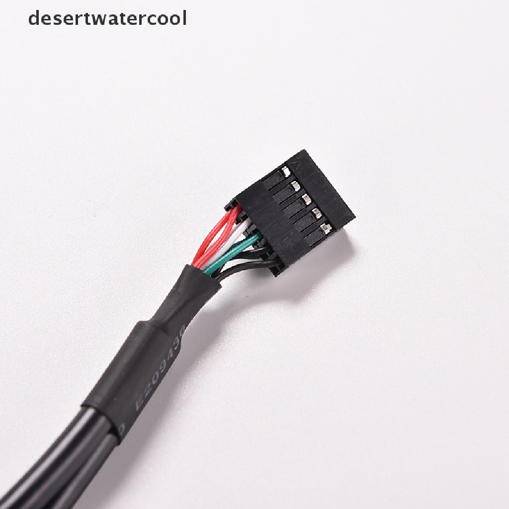 Deid 1pc Hitam 30cm/1FT 2port USB A Female Ke Kabel Adaptor Header 9pin Internal Martijn