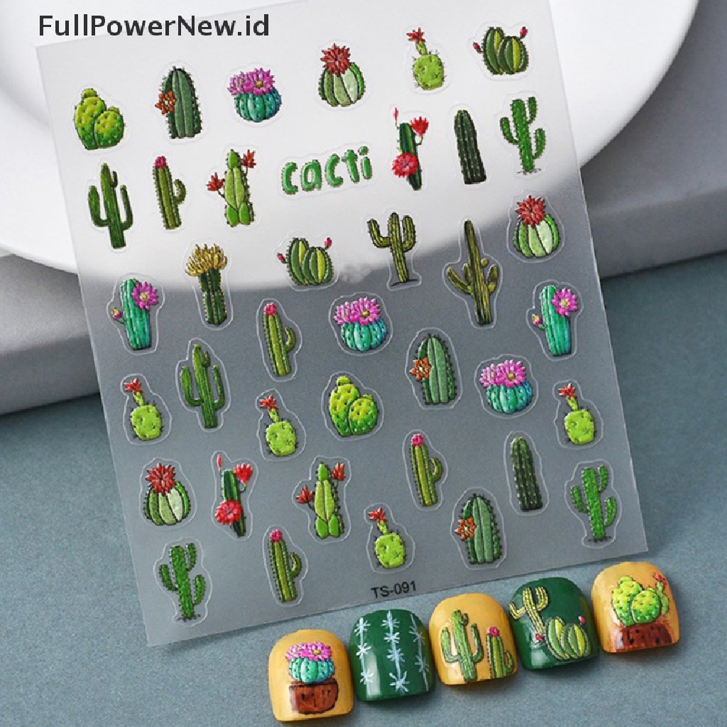 Power Nail Art Bunga Kaktus Berduri Tanaman Decals Self Adhesive Nail Decals Untuk Anak Perempuan ID