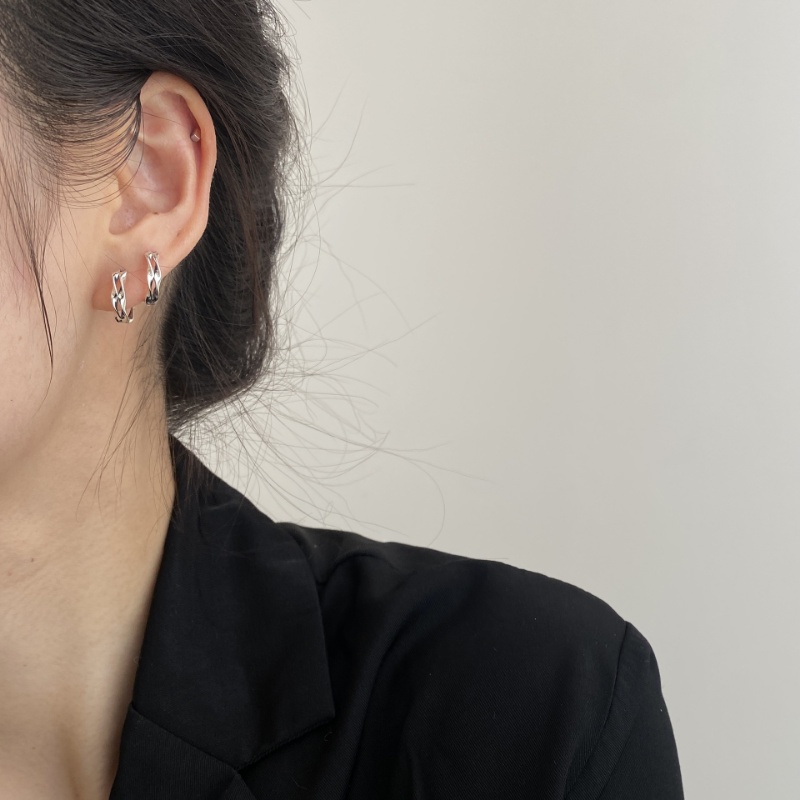 Kami Bunga Trendi S925 Perak Ganda Mobius Cincin Hoop Anting Untuk Wanita Pria Minimalis Geometris Memutar Bulat Lingkaran Anting-Anting Hypoallergenic Telinga Perhiasan Aksesoris