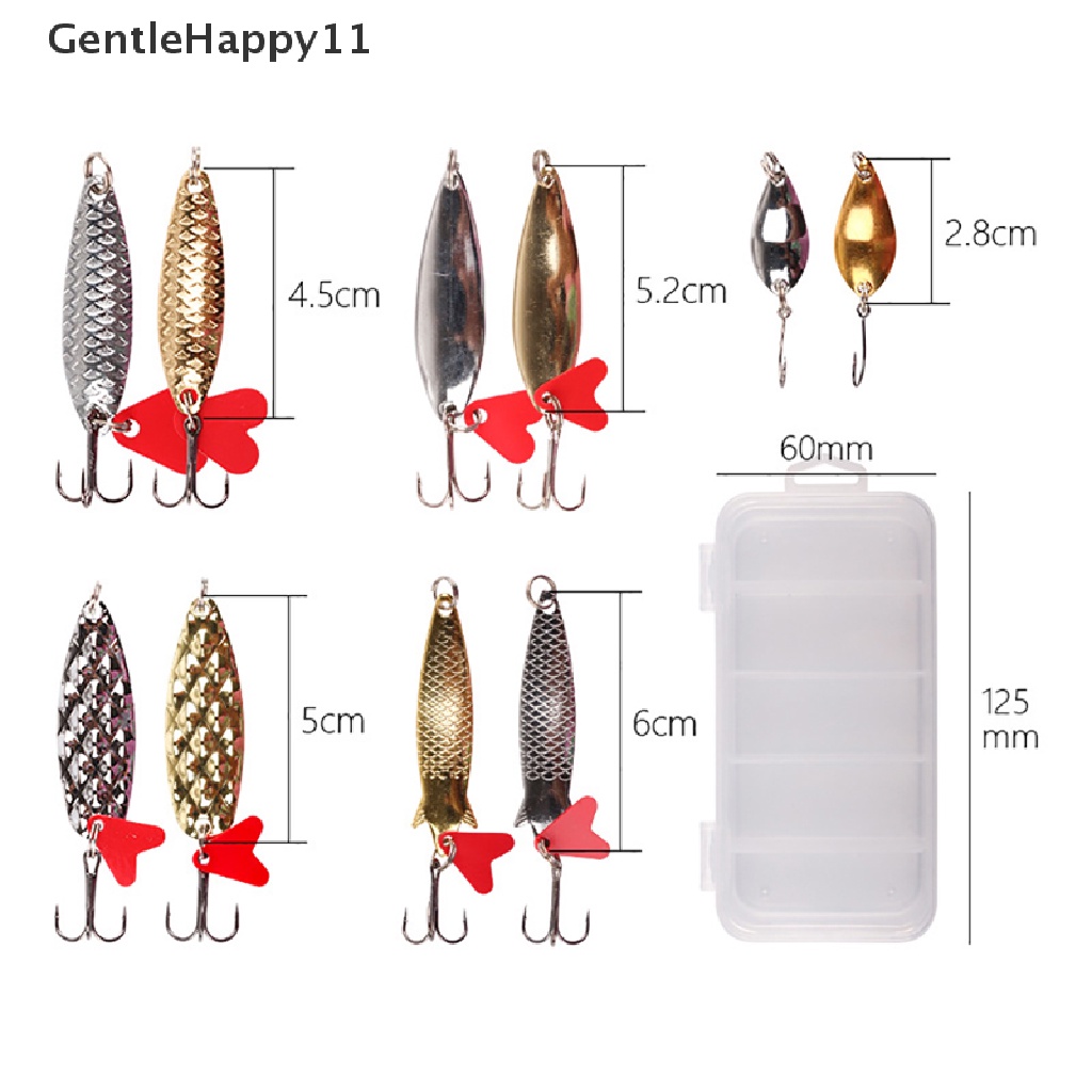 Gentlehappy 10 Pcs Memancing Logam Sendok Lure Kit Set Emas Perak Umpan Sequin Spinner Lures id