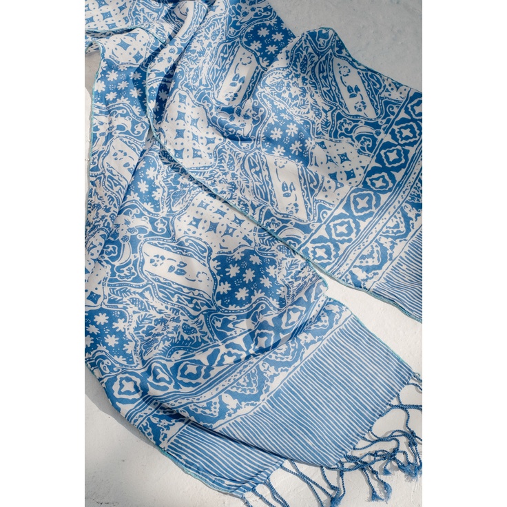 RATU - Scarf Batik TCB Sekar Jagad Blue