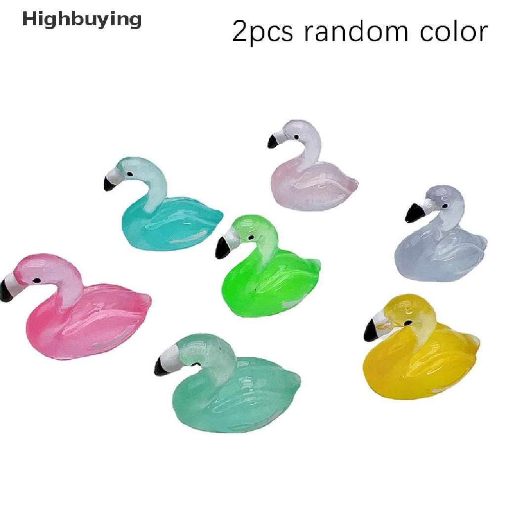 Hbid 2PC Luminous Mini Kartun Resin Swan Mainan Dekorasi Taman Rumah Resin Aksesoris Untuk Bahan Crafg Perhiasan Ch Glory