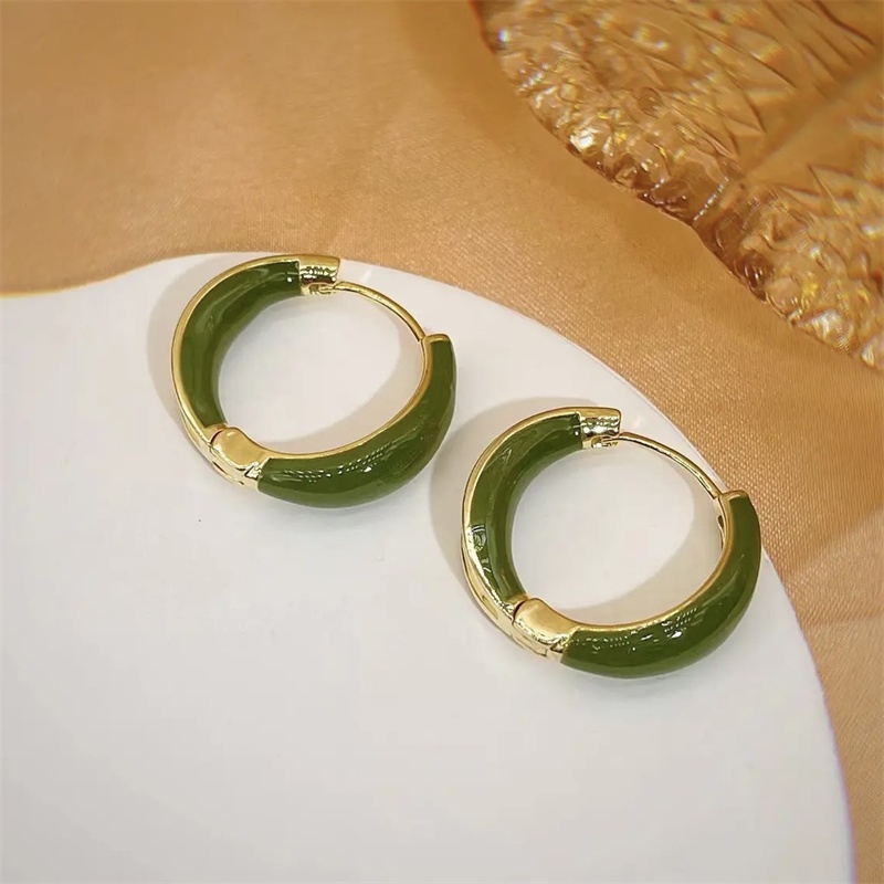 Anting Hoop Drip Glaze Elegan Prancis Cahaya Mewah Desain High-End Anting Hoop Polos