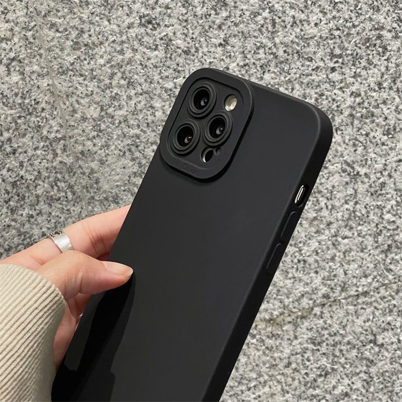 Simple!Pure Black Soft Case HP Samsung Galaxy A70 S20 S21 FE A23 A32 Note20 S8 S9 S10 S10E S23 Ultra Note8 9 10 Plus A14 4G 5G Pelindung Kamera Casing FTD