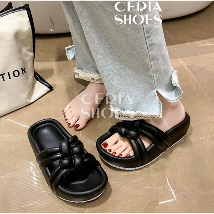 EVA Sandal Wedges Wanita Slop Super SOFT Karet Ringan Empuk Tinggi Sol Tebal 812